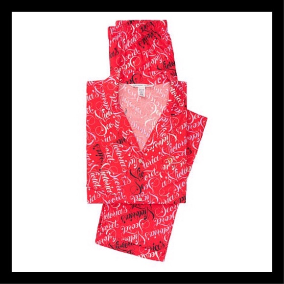 VICTORIA’S SECRET The Flannel Pajamas Red VS Script - Picture 3 of 5
